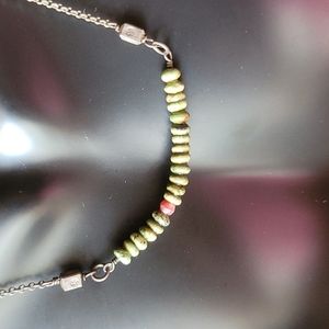 Turquoise and garnet sterling necklace